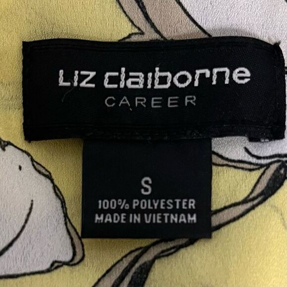 Liz Claiborne Career Yellow Floral Top   Sz S  EUC - Picture 3 of 4